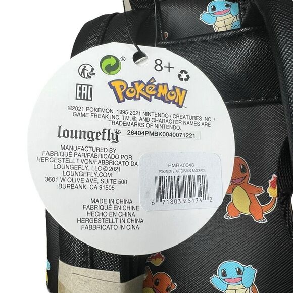 NEW Loungefly CL Exclusive Pokémon Starters Black Mini Backpack main image 7